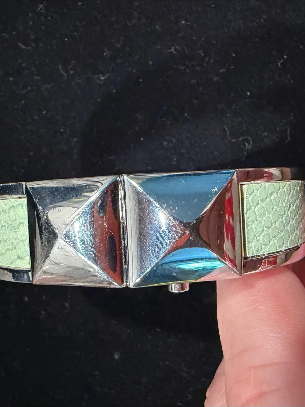 Vince Camuto Silver-Tone Bracelet with Mint Green Inlay